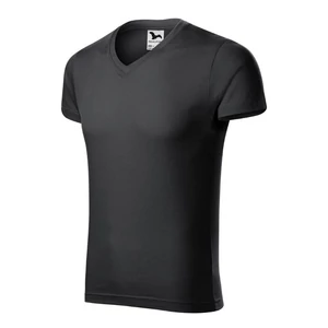 Malfini Slim Fit V-neck férfi póló sötétszürke melírozott M