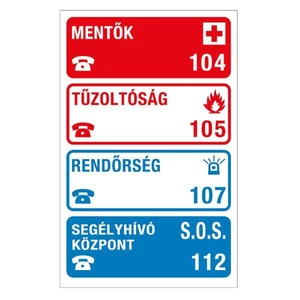 Tábla műanyag A4 "Mentők,Rendőrség,Tűzoltók"