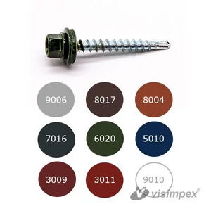Soroló csavar+EPDM alátét RAL6020 zöld 4,8X35 250db/doboz
