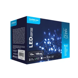 Modee Karácsonyi LED Füzér Plastic Adapteres 100LED/10m/10cm cold