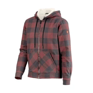 Engelbert Strauss Iconic kockás kapucnis kabát oxidvörös/karbonszürke 2XL