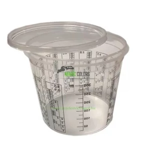 Skálázott oldószerálló műanyag keverőedény fedéllel 750ml