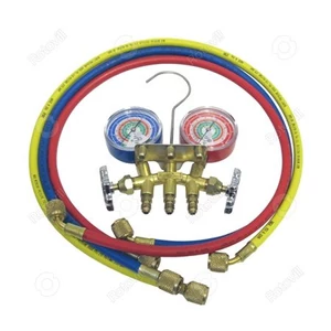 Mastercool szervízcsaptelep 2 utas D=63mm,1/4-es 90cm tömlő szettel