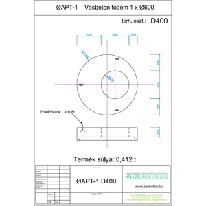 APT-1 Vasbeton aknafedlap 1000/625/200 D400