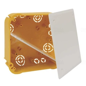 Kopos gipszkarton kötődoboz fedéllel és válaszfallal sárga 120x120x45mm