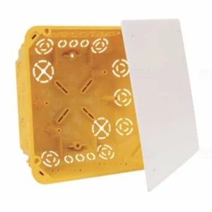 Kopos gipszkarton kötődoboz fedéllel sárga 152x152x64mm
