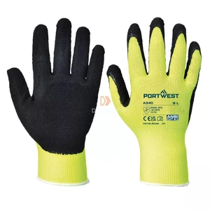 Portwest Hi-Vis Grip mártott latex védőkesztyű A340 sárga-fekete XXXS