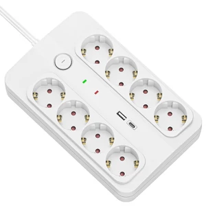 Technik Professional Elosztó 8 utas 1,5m 1,5mm2 +USB-A-C +surge +kapcsoló 16A