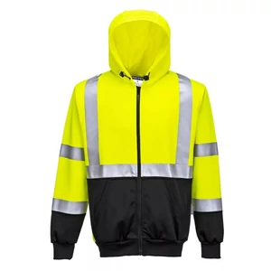 Portwest Hi-VIS láthatósági zippzáros kapucnis pulóver B315 sárga/fekete M