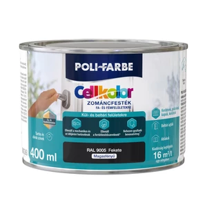 Poli-Farbe Cellkolor mf. zománcfesték RAL 9005 fekete 0,4L