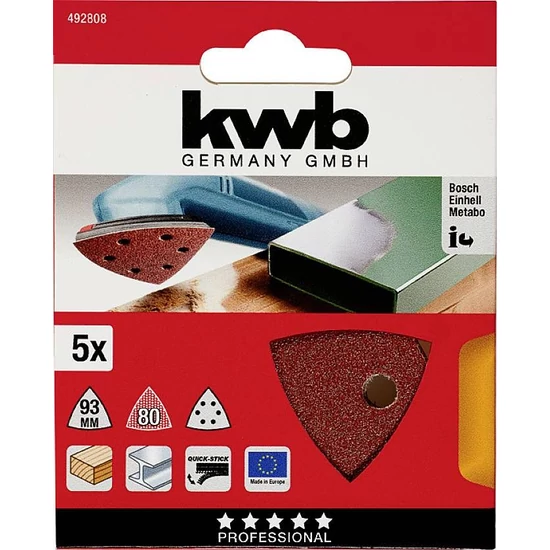 KWB tépőzáras delta csiszolólap 93 mm  G80 5 db