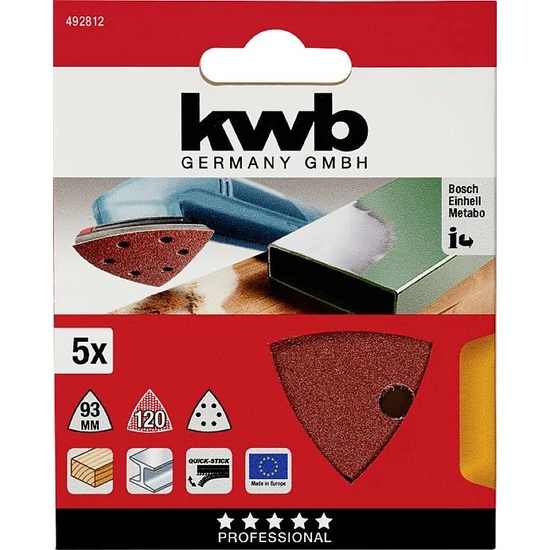 KWB tépőzáras delta csiszolólap 93 mm  G120 5 db