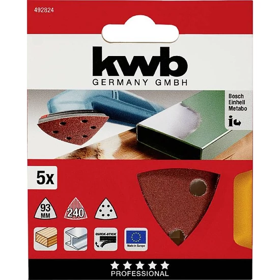 KWB tépőzáras delta csiszolólap 93 mm  G240 5 db
