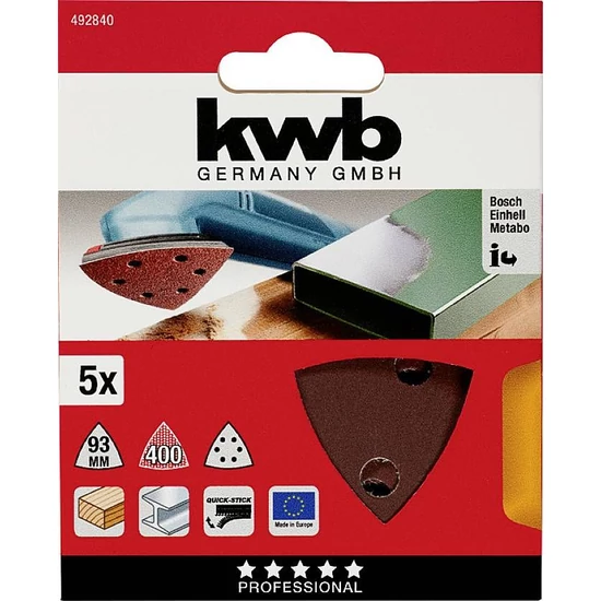 KWB tépőzáras delta csiszolólap 93 mm  G400 5 db