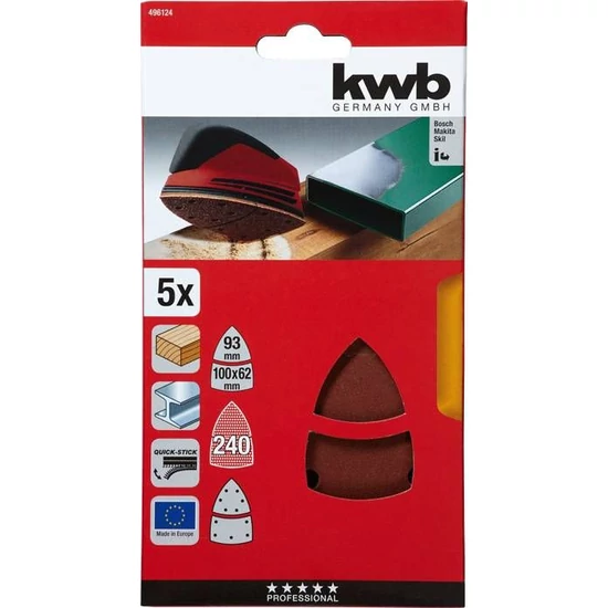 KWB tépőzáras delta csiszolólap 100x62, 93mm G240 5 db
