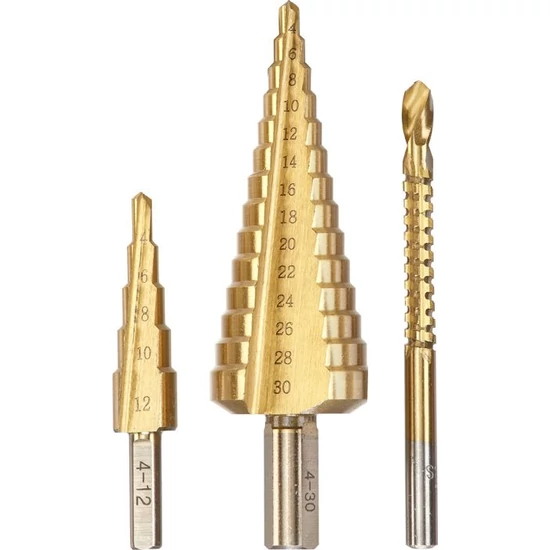 KWB Profi lépcsősfúró klt. 3db, 4-12 mm 4-30 mm, marófúró: 6,0 mm