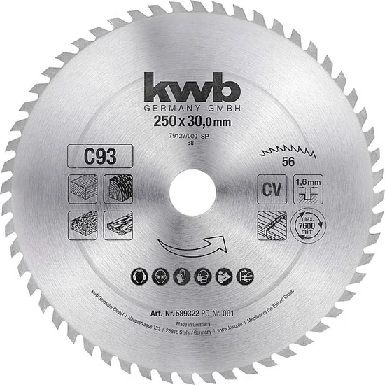 KWB Profi körfűrészlap 250x30x1,4mm fogak:56 CrV