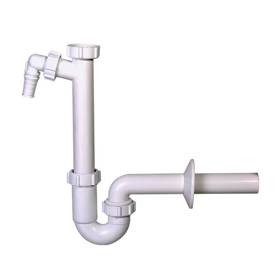 Styron csőszifon leeresztőszelep nélkül, mosógép csatlakozóval, 32-mm