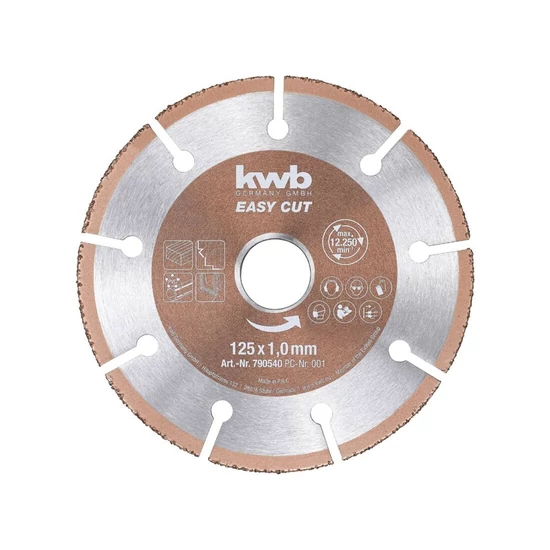 KWB Profi univerzális extra vékony szegmentált wolfram-karbid vágókorong 125 x 22,23 x 1,0 mm