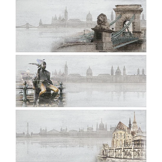 Zalakerámia PETROL matt dekor szett BUDAPEST F-53029 (3×)20×50 cm