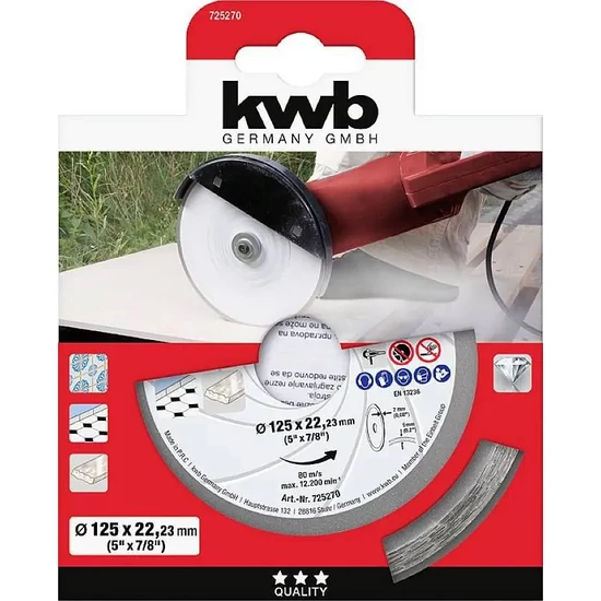 KWB gyémánt vágókorong folyamatos vágóéllel 125x22,23x5,0x2,0mm