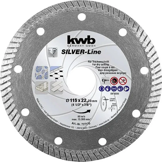 KWB gyémánt vágókorong turbo, extra vékony 115x22,23x7,0x1,4mm