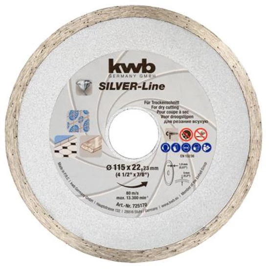 KWB Profi gyémánt vágókorong folyamatos vágóéllel 115x22,23x5,0x1,9mm