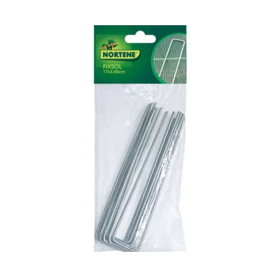 Nortene Fixsol U alakú leszúrható fém rögzítő tüske 17x3,5cm 10db/csomag