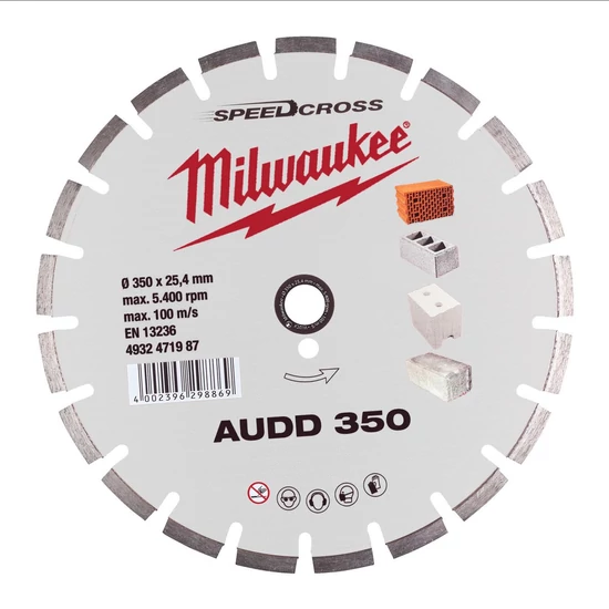 Milwaukee gyémánt vágótárcsa AUDD 350mm