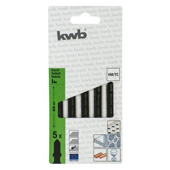 KWB Premium szúrófűrészlap kerámiákhoz 5 db 77/50mm durva egyenes vágás