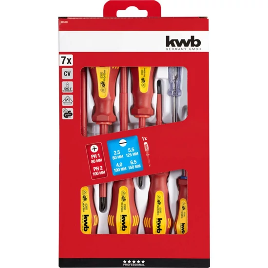 KWB Profi VDE 1000V csavarhúzó készlet 7 db-os