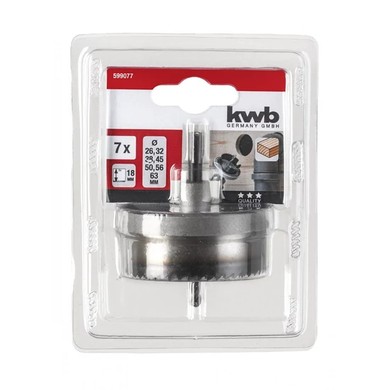 KWB Profi edzett acél lyukfűrész készlet 7db-os 18mm