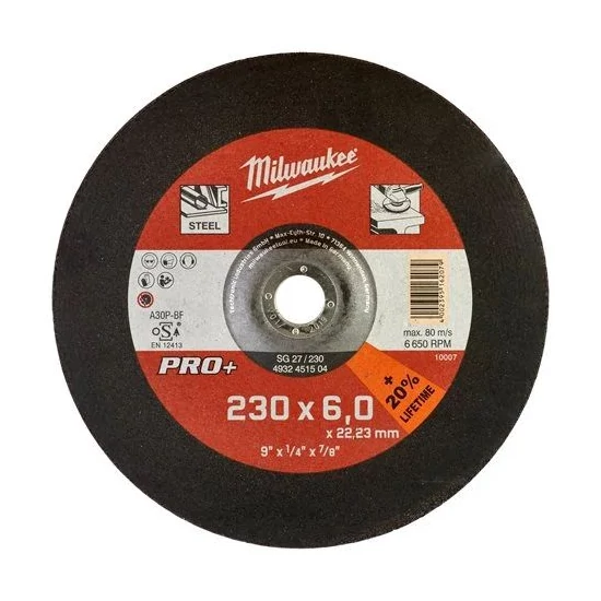 Milwaukee csiszolókorong fémhez PRO+ 230x6mm 1db