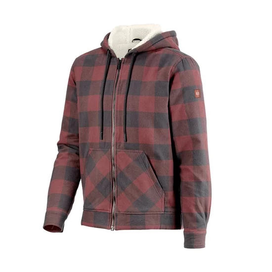 Engelbert Strauss Iconic kockás kapucnis kabát oxidvörös/karbonszürke 2XL
