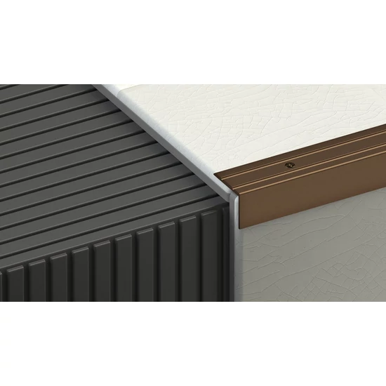 Profilplast furatos lépcsőélvédő 24,5x20mm eloxált matt bronz 2,7m