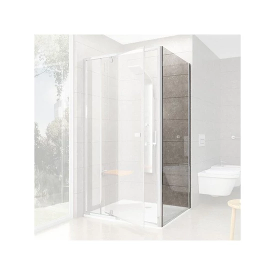 Ravak egyedi zuhanyfal PPS-113x6cm krómhatású+transparent