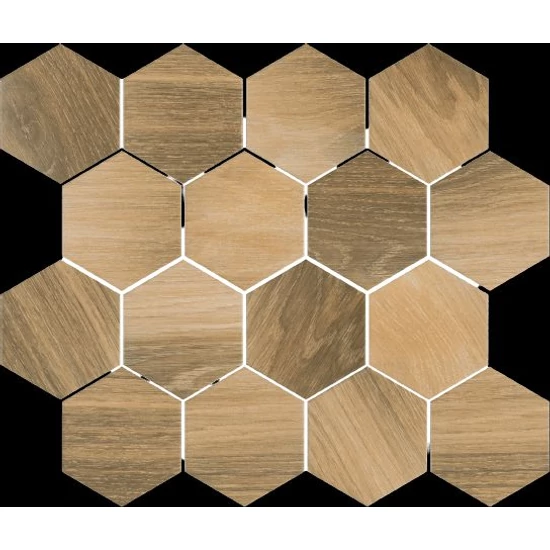 Paradyz Universal Pressed Wood natural mix hexagon mozaik 22x25,5cm