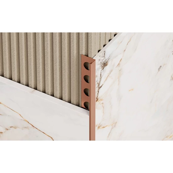 Profilplast Nox Premium szögletes élvédő "L" profil szálcsiszolt rosegold 2,7m