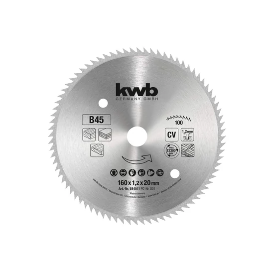 KWB Profi körfűrészlap 160x20x1,2mm fogak:100 CV