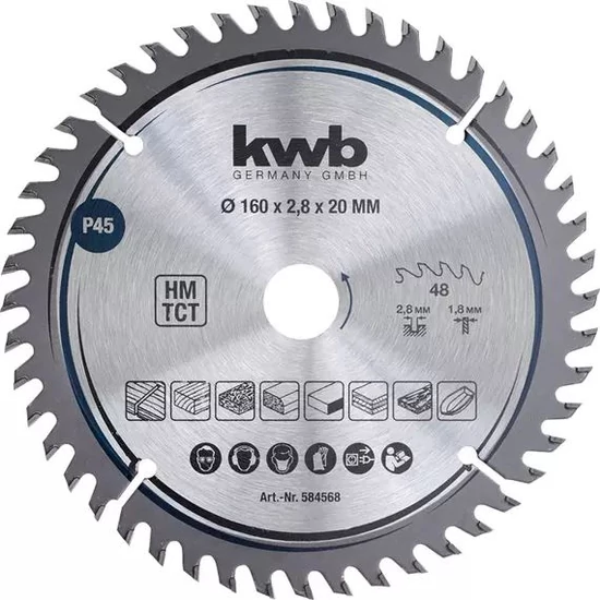 KWB EXPERT TCT fűrészlap 160 x 20 x 1,8 mm fogak: 48
