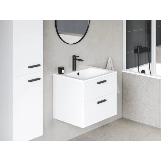 Ravak SD 600 Chrome II fürdőszobai szekrény fehér, fekete fogantyúval 152mm