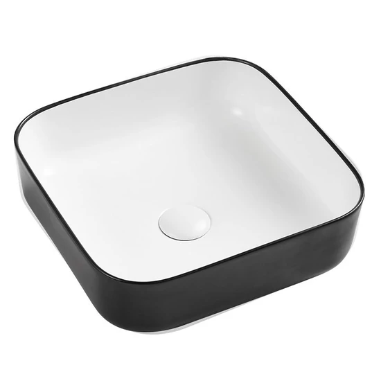 Wellis Azalea B&W matt fekete-fehér pultra építhető porcelán mosdó