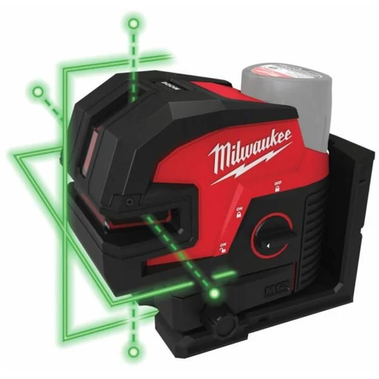 Milwaukee M12 CLL4P-0C akkus zöld keresztvonalas lézer
