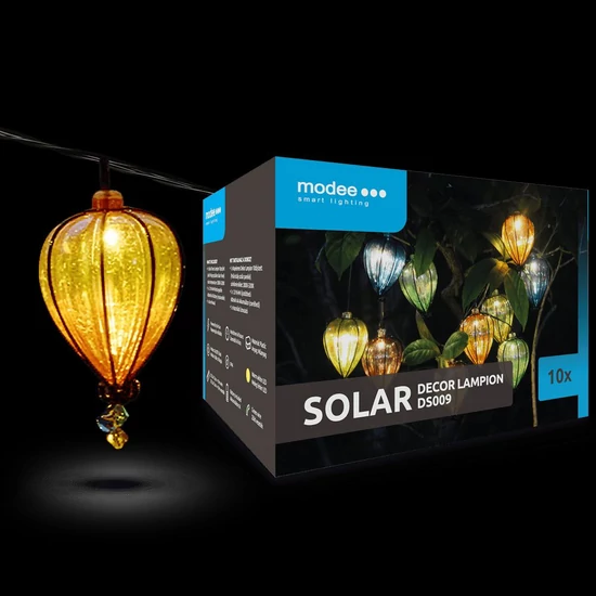 Modee Lighting LED Szolár Napelemes Dekor Lampion 10db 4,9m DS009
