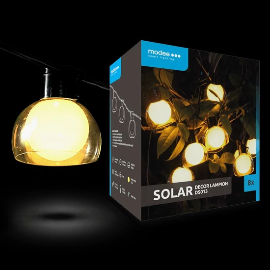 Modee Lighting LED Szolár Napelemes Dekor Lampion 8db 4,4m DS013