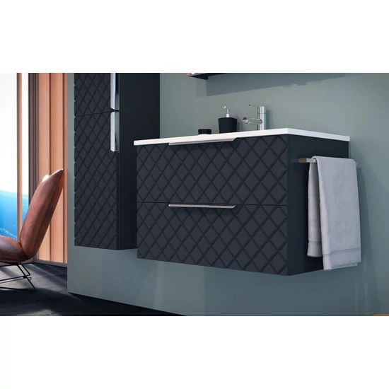 T-Boss Quarto 80 alsó+tál fekete élfogantyúval loft beton