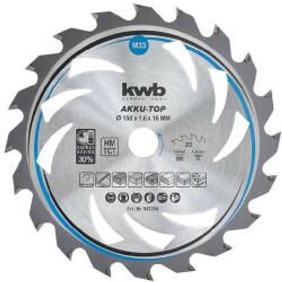 KWB körfűrészlap 150x16x1,6mm 20 fogas