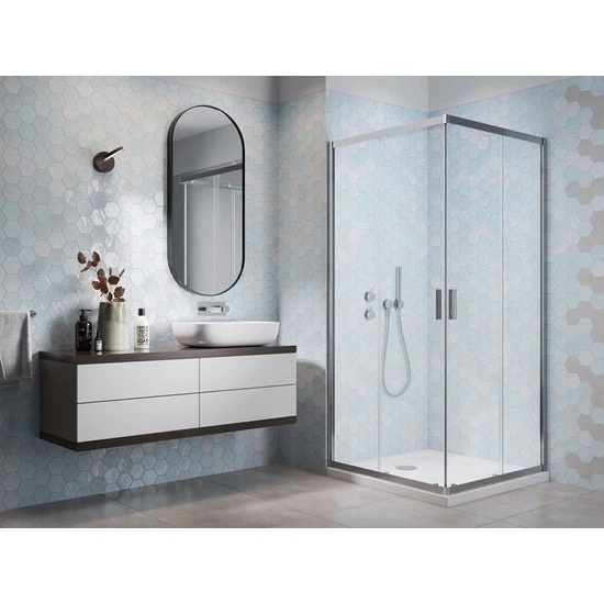 H2O Comfort C szögletes zuhanykabin króm transparent 80x80x190cm
