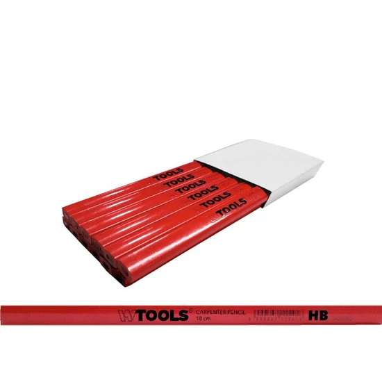 WTOOLS HB szögletes ácsceruza piros 18cm