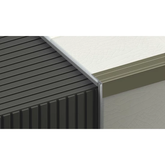 Profilplast öntapadós lépcsőélvédő, 24,5x20mm, eloxált matt pezsgő 0,90fm